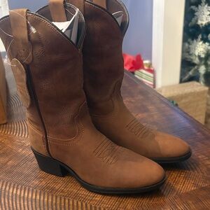 Kids Leather Brown Cowboy Boots